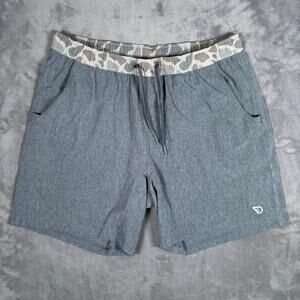 Burlebo Heather Gray Athletic Shorts Camo Liner Mens Size Medium 7” Inseam